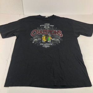 2010 Stanley Cup Shirt Men's Extra Large Black Colorful Parade Tee Blackhawks